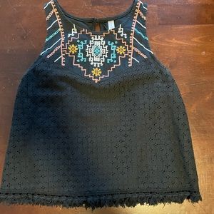 Black crop top with bold color Aztec pattern from Target